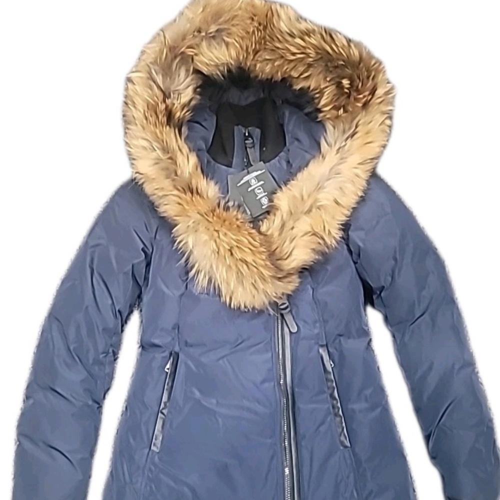Mackage 'Adali-R' Jacket With Fur Trim Hood Down Fill Sz XS NWT Blue